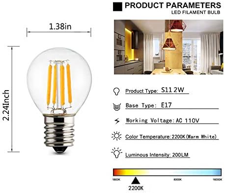 Bulbos de LED de LED E17 Edison Blobe Blobe Blobe Blobe, de 20 watts, Base Intermediária de