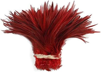 Faixa de 4 polegadas - 6-7 Vermelho tingido sobre o traje de sela do ralo chinês de penas de galo natural,