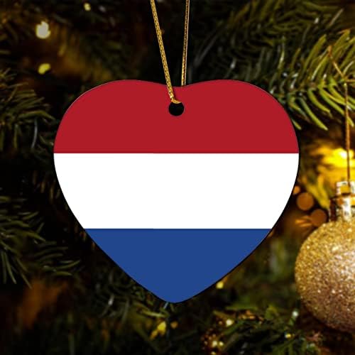 Ornamento da Holanda Bandeira Nacional Cerâmica Cerâmica Ornamentos de Natal de 3 polegadas Modern ornamento Retro Ornamentos de árvore de Natal para um amigo da família Presente Decoração de casa de férias