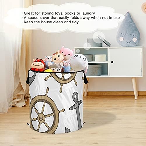 Âncora de rodas Pop up up lavanderia cesto com tampa de zíper cesta de roupa dobrável com alças Organizador