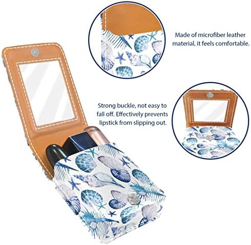 Caixa de batom de maquiagem da concha em aquarela para bolsa cosmética de viagem portátil externa