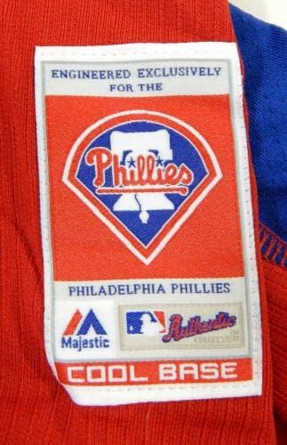 2014-15 Philadelphia Phillies Jairo Cardozo 9 Game usou Red Jersey ST BP 44 73 - Jogo usada MLB Jerseys