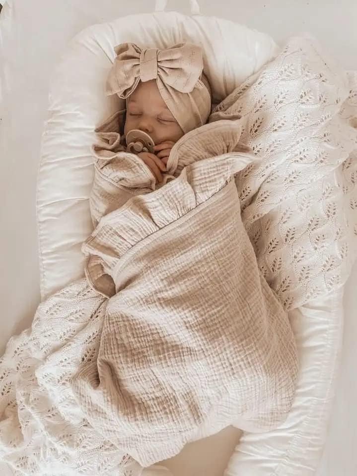 Cocoabi Baby Blanket na respiração do bebê Branco | Musselina algodão | Naturalmente macio para
