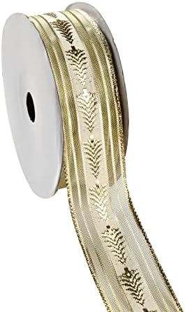 Fuvarie Gold Wired Metallic Poly Mesh Ribbon para Wreaths Wreaths Swags Garland Tree Party Decoration Craws