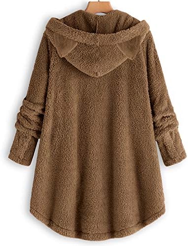 MRGIINRI 2022 A quente jaqueta de lã de inverno para mulheres de lã casual com capuz de moletom de gato de gato