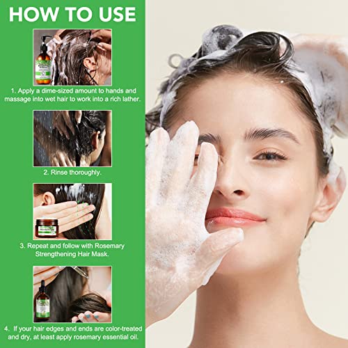 Organics Rosemary Mint fortalecendo o shampoo, shampoo de crescimento essencial para o cabelo para cabelos