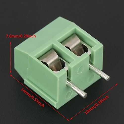 YWBL-WH 50pcs 2 pinos 5mm de parafuso conector de bloco de parafuso PCB plástico para parafuso universal