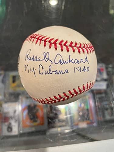 Russell Awkard New York Cubans Negro Ligas Single Signated Baseball JSA - Bolalls autografados