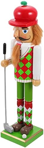 Pretyzoom Wooden Christmas Nutcracker estatuetas colecionáveis ​​Golf Nutcracker Decorações de desktop para