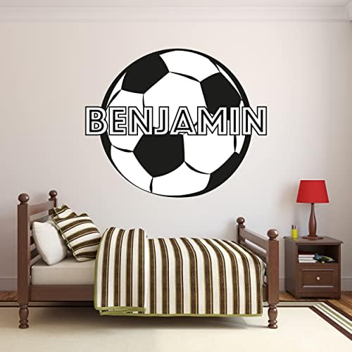 Decoração de parede de futebol para meninos quarto - nome personalizado de meninos e bola de futebol