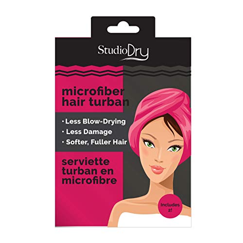 Studio Dry Super Absorvent Hair Tootes Turban embrulho, rosa/preto