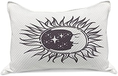 Ambesonne Moon Rays Kilt Quilt Cobro de travesseira, representação de arte em estilo de desenho animado