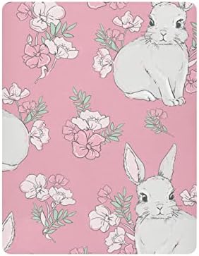 Moudou Rabbit Playard Sheet for Boy Girls, folha de criança respirável e respirável para o colchão de cama