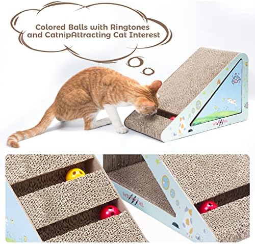 2 em 1 Cat Scratcher Fardboard com Ball Removable Cat Scratch Pach