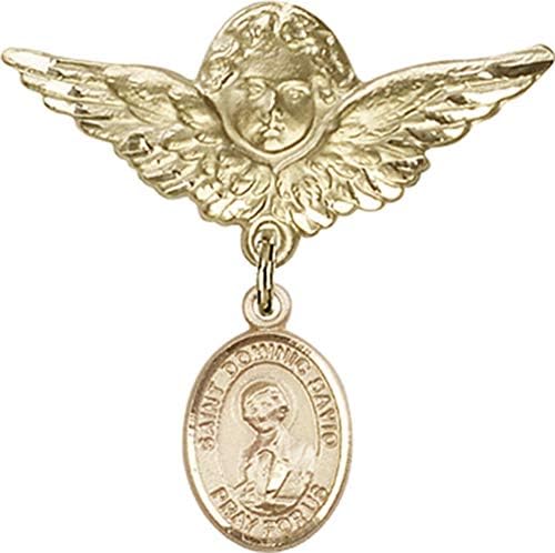 Rosgo do bebê de obsessão por jóias com o charme de São Dominic Savio e Angel With Wings Badge Pin | Distintivo