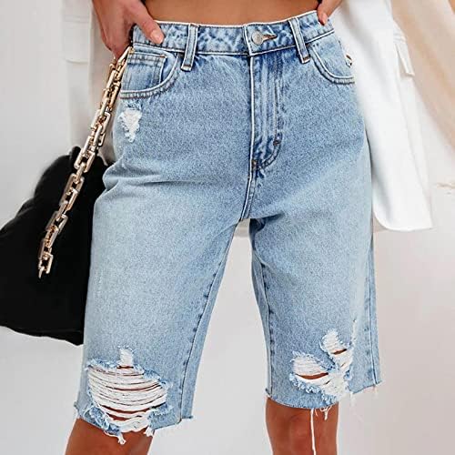Shorts jeans femininos no meio do arranhão rasgado lavado bermuda short jeans jeans elásticos slim