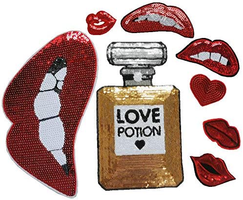 Moda de lantejoulas de lantejoulas de perfume de perfume/lábios/bordados de letra adesivos de adesivos de adesivos