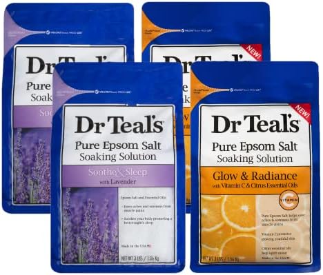 Dr. Teal's Day Bath Salt Bath Variety Gift Set - Glow & Radiance Vitamin C & Citrus, Soothe & Sleep Lavender