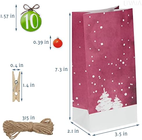 Calendário do advento DIY: belo calendário de advento artesanal 2022 com 24 sacolas de tratamento de papel