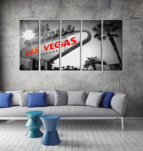 City Canvas Print Wall Art Murais urbanos Arte em preto e branco bem-vindos a fabulosos Las Vegas, Sign Picture