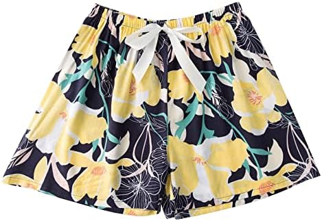 Calça xiloccer calça feminino pijama shorts shorts leves lombares de arco de arco de arco impressos PJ Bottoms