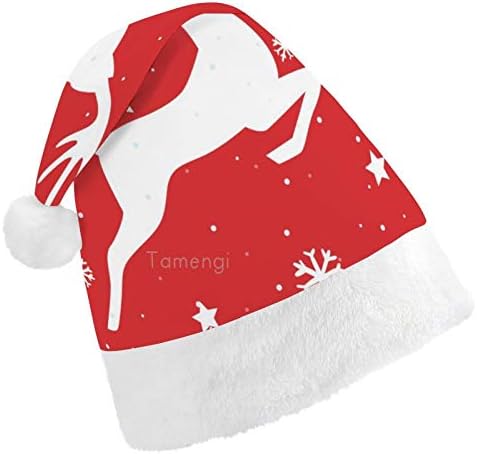 Chapéu de Papai Noel de Natal, Running Moose Snowflake Xmas Holiday Hat Hat for Adults, Unisex Comfort Christmas