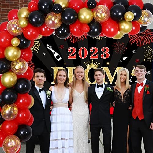 Decorações de baile para a festa 2023 - Kit de arco de guirlanda de balão vermelho e preto com