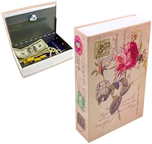 Eioumax 9,6 x 6,2 x 2,2 polegadas lindas rosa polegadas Livro seguro com bloqueio de chave, metal,