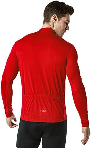 Jersey de ciclismo de manga longa de manga longa da TSLA, camisas de bicicleta refletidas respiráveis ​​rápidas