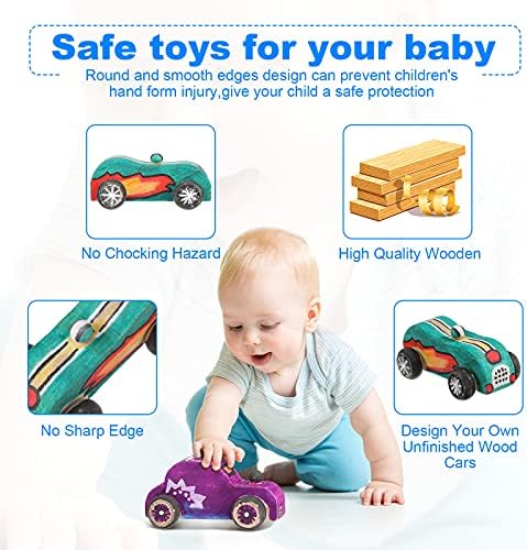 Zhanmai 24 peças de madeira brinquedos de carro Diy