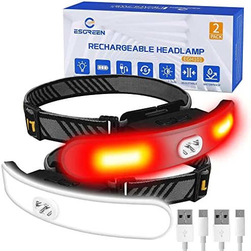 Pacote de 2 LED recarregável de farol, lâmpada de cabeça brilhante para adultos, 6 Modos Ferceiro de testa branca