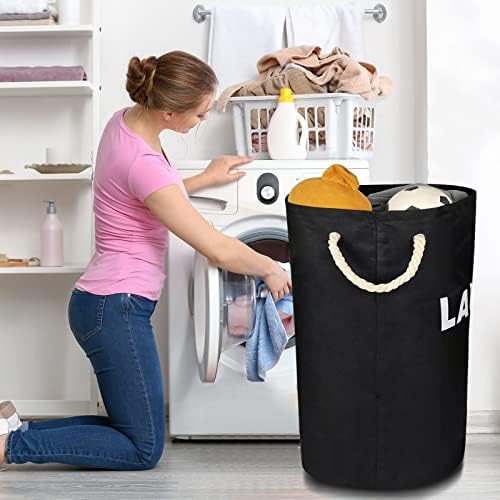 Cesta de lavanderia, 85L grande caixa de armazenamento de bolsas de lavanderia dobrável de lavanderia para