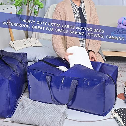 【4 pacote】 Sacos de movimento extra -devisto pesados, sacos de embalagem sacos de armazenamento com