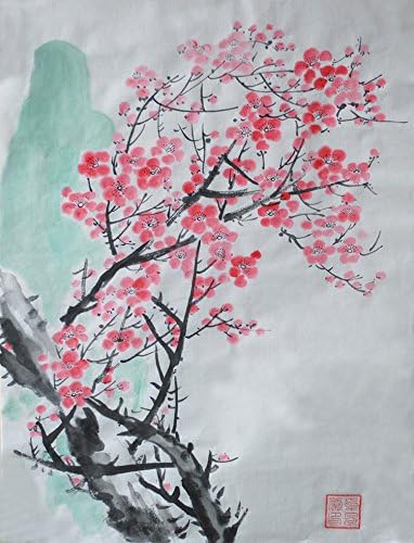 Jiangnanruyi Art Plum Blossom Original Painted obras de arte sem moldura tinta de escova chinesa