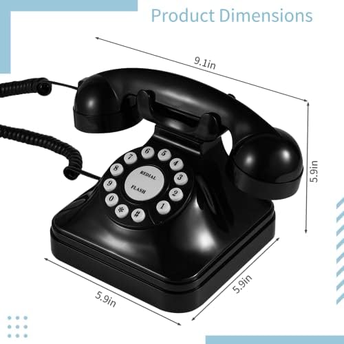 Telefone fixo com fio, telefone antigo e cristalino, telefone fixo vintage com função de redial, operação