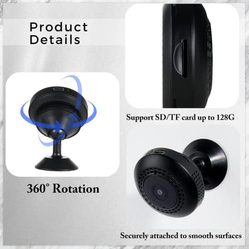 Câmera de Wi -Fi de Mini Segurança, 1080p Cam Home de Visão Noturna de alta definição com sensor COMS, Detecção