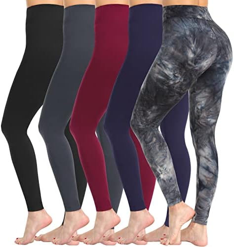 Leggings de cintura alta Zenex para mulheres Ultra Soft Workout Yoga Pants Athletic Rungings Reg