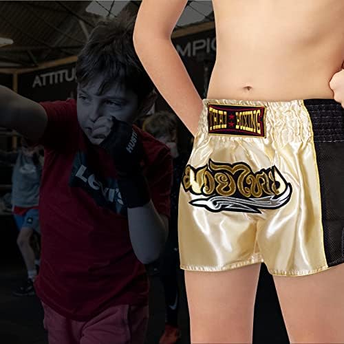 Siamkick Youth Muay Thai Shorts para Kids Boxing Kickboxing MMA Treinamento de MMA para meninos