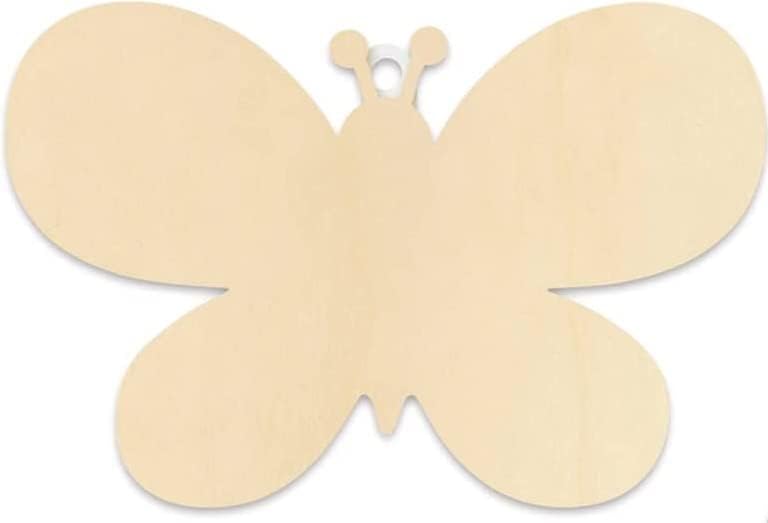 Mini -preto de madeira em forma de borboleta Sinal de placa - 8,5 x 5,75 polegadas
