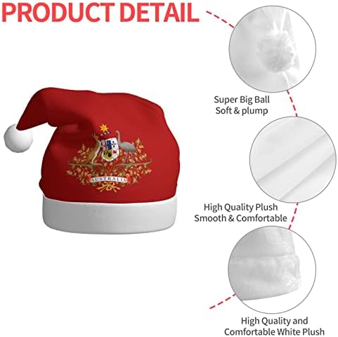 Zaltas Bat de Armas da Austrália Chapéu de Natal para Hats adultos e confortáveis ​​de Papai Noel para materiais