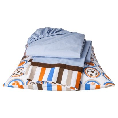 BACATI - Mod Sports Blue 3 PC Criança de lençóis inclui folha ajustada, lenha plana e fronha para a cama de criança
