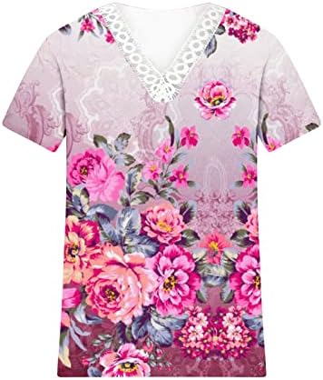 Roupa casual para meninas de manga longa de manga curta vil de pescoço spandex roupas gráficas florais