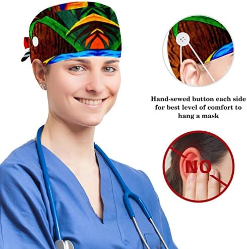 Parrots Casal de trabalho de trabalho ajustável com botões e cabelos arco -arco para enfermeira e médico