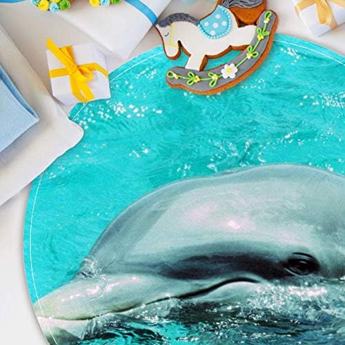 Sorriso do mar de golfinhos heoeh, capacho não deslizante de 15,7 de tapete redondo tapetes tapetes para