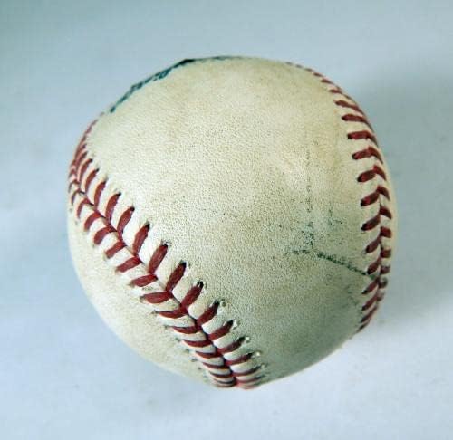 2022 Nova York conheceu o jogo Marlins usou beisebol branco Taijuan Walker Nick Fortes Go - Game Usado Baseballs