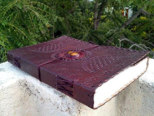 Periódico de couro de pedra wiccan wiccan em branco Livro das sombras diário com bloqueio de fecho semi