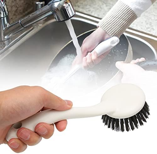 Escova de prato com maçaneta, escova de esfrega, escova de limpeza de cozinheira maçaneta longa e cerdas