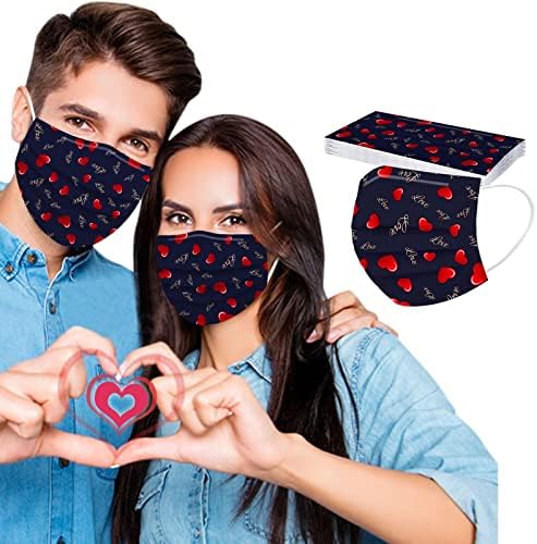 10 PCS Máscaras faciais descartáveis ​​para o Dia dos Namorados para Adulto Amor Coração Impressão 3 Ply Protetor