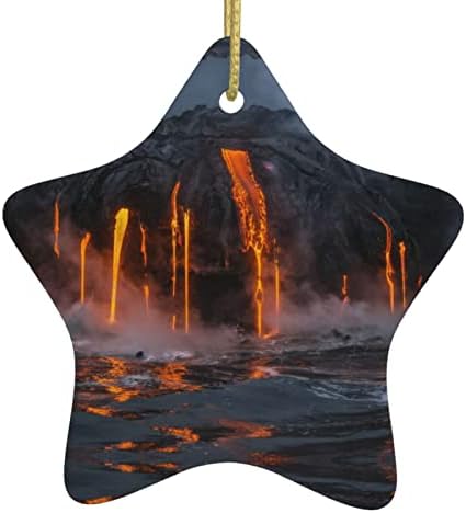 Vulcão Kilauea 2022 Pingente de cerâmica de Natal para decorar a árvore de Natal