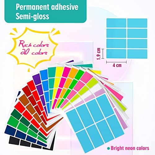 Nezyo 20 cores 160 peças adesivos de codificação de cores retangulares 1.57x0,75 polegadas variadas de rótulo retângulo